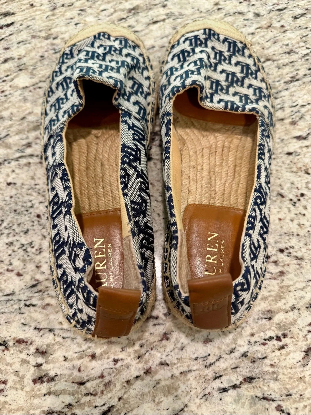 Ralph Lauren Womens Blue Logo Slip On Espadrilles Comfort Shoes Size 9.5
